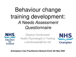 Behaviour change training development: A Needs Assessment Questionnaire
