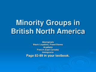 Minority Groups in British North America