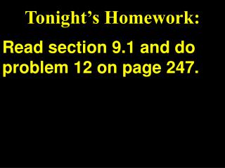 Tonight’s Homework: