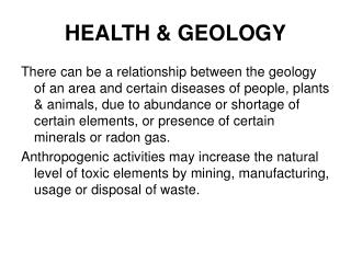 HEALTH & GEOLOGY