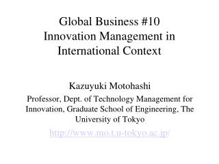 Global Business #10 Innovation Management in International Context