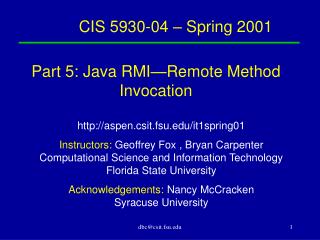 CIS 5930-04 – Spring 2001