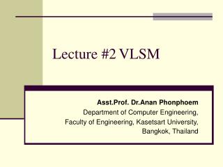 Lecture #2 VLSM