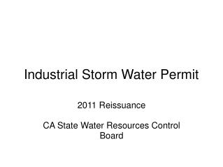 Industrial Storm Water Permit