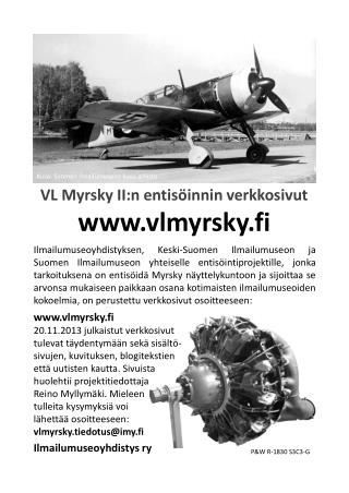VL Myrsky II:n entisöinnin verkkosivut vlmyrsky.fi