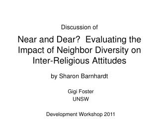 Near and Dear? Evaluating the Impact of Neighbor Diversity on Inter-Religious Attitudes