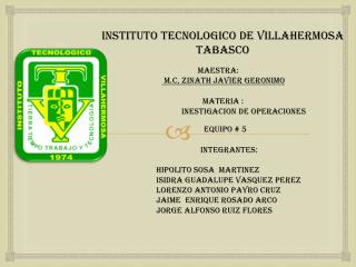 INSTITUTO TECNOLOGICO DE VILLAHERMOSA TABASCO