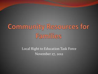 Community Resources for Families
