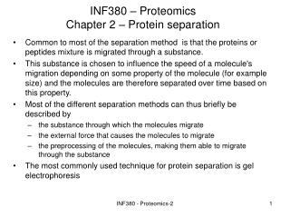 INF380 – Proteomics Chapter 2 – Protein separation