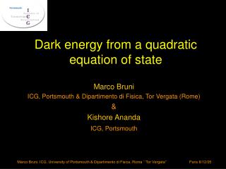 Dark energy from a quadratic equation of state