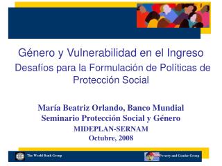 María Beatriz Orlando, Banco Mundial Seminario Protección Social y Género MIDEPLAN-SERNAM