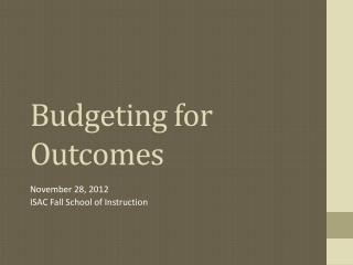 Budgeting for Outcomes