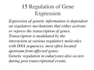 15 Regulation of Gene Expression