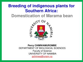 Breeding of indigenous plants for Southern Africa: Domestication of Marama bean