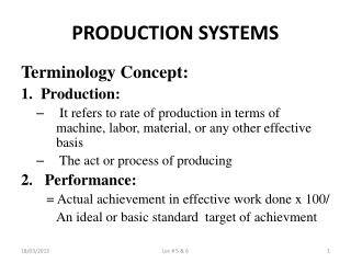 PRODUCTION SYSTEMS