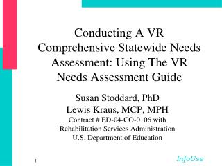 Conducting A VR Comprehensive Statewide Needs Assessment: Using The VR Needs Assessment Guide