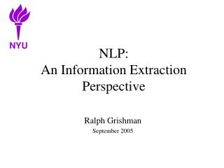 NLP: An Information Extraction Perspective