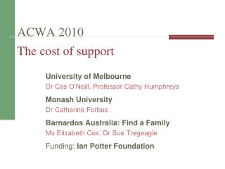 ACWA 2010 The cost of support