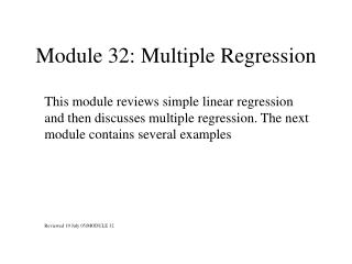 Module 32: Multiple Regression