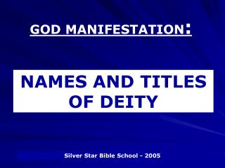 GOD MANIFESTATION :