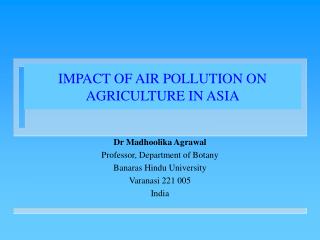 IMPACT OF AIR POLLUTION ON AGRICULTURE IN ASIA
