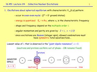16.451 Lecture 24: Collective Nuclear Excitations