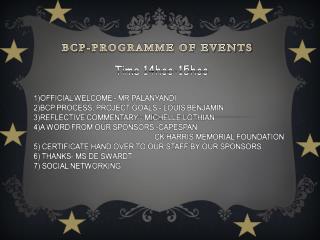 BCP-PROGRAMME OF EVENTS
