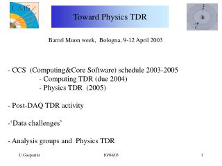 Toward Physics TDR
