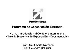 Programa de Capacitación Territorial Curso: Introducción al Comercio Internacional