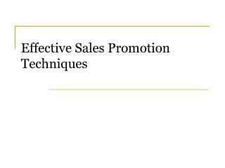Effective Sales Promotion Techniques