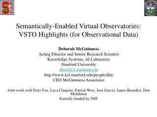 Semantically-Enabled Virtual Observatories: VSTO Highlights (for Observational Data)