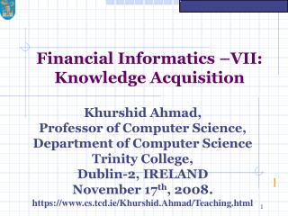 Financial Informatics –VII: Knowledge Acquisition
