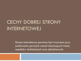 Cechy dobrej strony internetowej