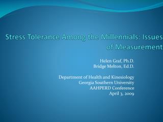 Stress Tolerance Among the Millennials : Issues of Measurement