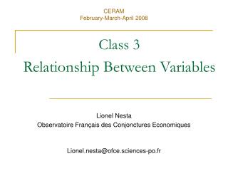 Class 3 Relationship Between Variables