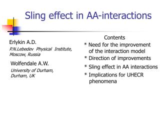 Sling effect in AA-interactions