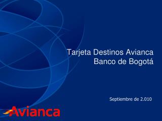 Tarjeta Destinos Avianca Banco de Bogotá