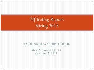 NJ Testing Report Spring 2013