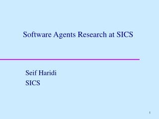 Software Agents Research at SICS
