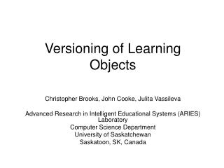 Versioning of Learning Objects