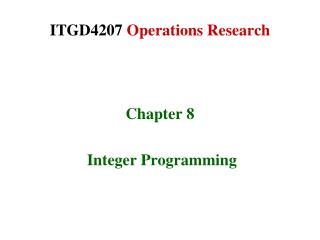 ITGD4207 Operations Research
