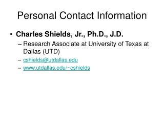 Personal Contact Information
