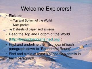 Welcome Explorers!