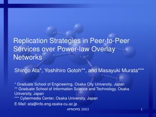 Replication Strategies in Peer-to-Peer Services over Power-law Overlay Networks