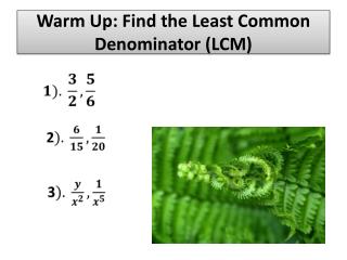 Warm Up: Find the Least Common Denominator (LCM)
