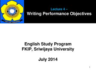 Lecture 4 – Writing Performance Objectives