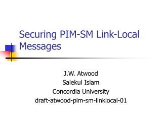 Securing PIM-SM Link-Local Messages