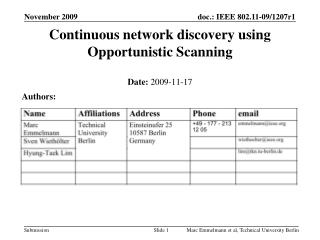 Continuous network discovery using Opportunistic Scanning