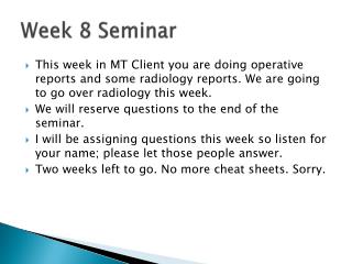 Week 8 Seminar