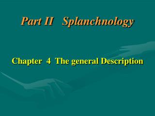 Part II Splanchnology Chapter 4 The general Description